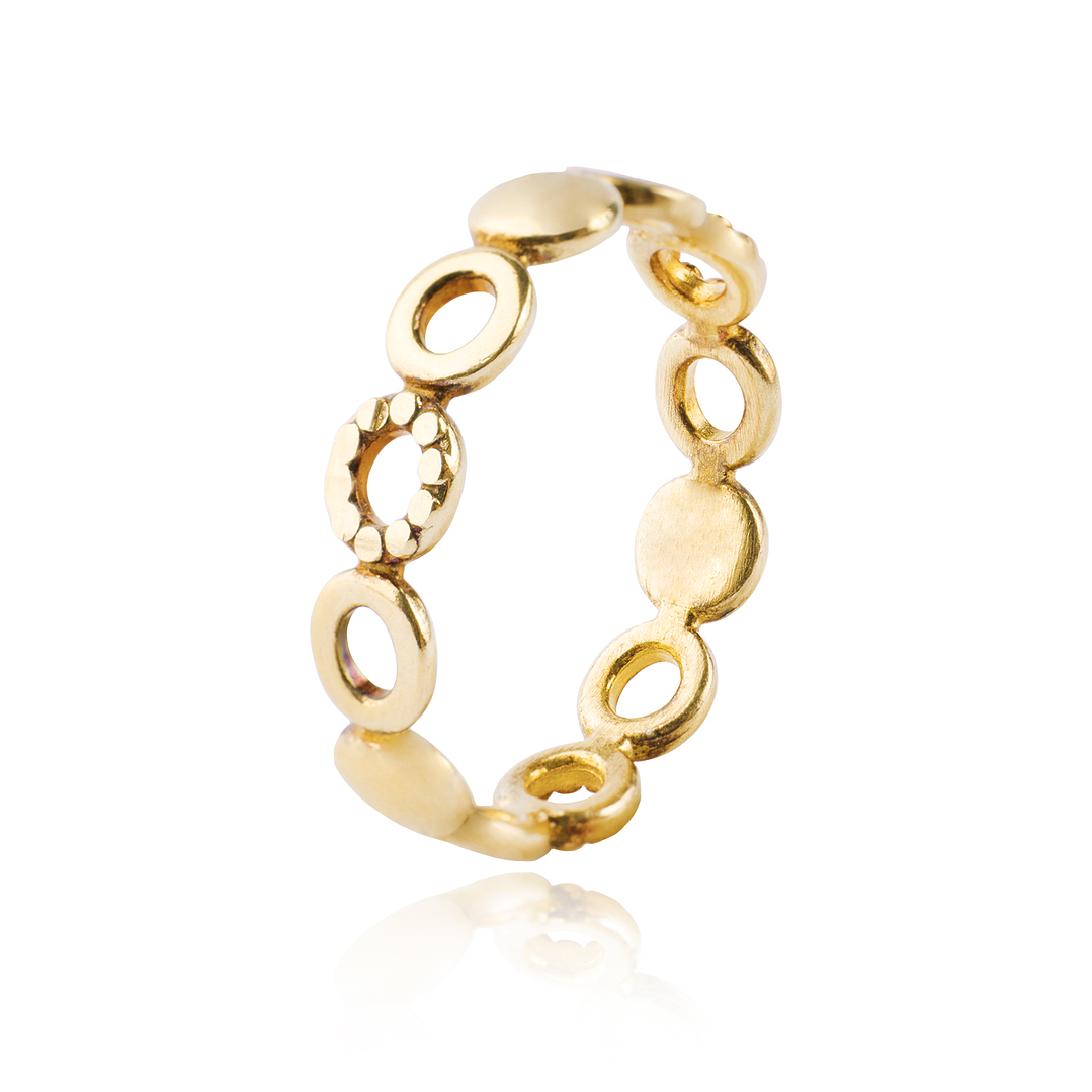 Anillo de Plata Esterlina 925 Círculos 40 Revestido en Oro 18kt 3