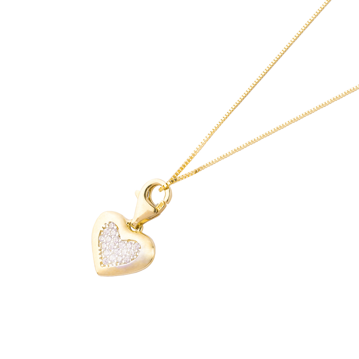 Pendiente de Oro 18kt Corazon Circon 2
