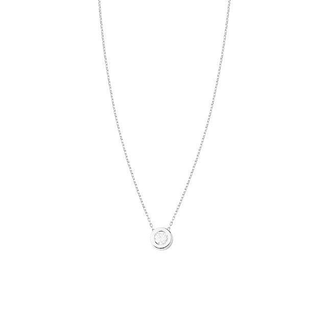 Collar de Oro Blanco 18kt con Diamantes de Punto de Luz 10 Pts Totales SI/H Corte Brillante