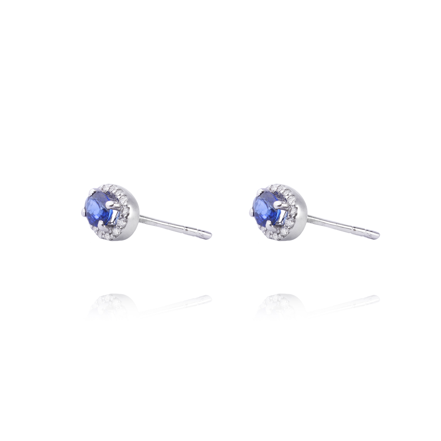 Diamante Aros de Oro 18kt 10pts total SI/H con Zafiro 42pts 2