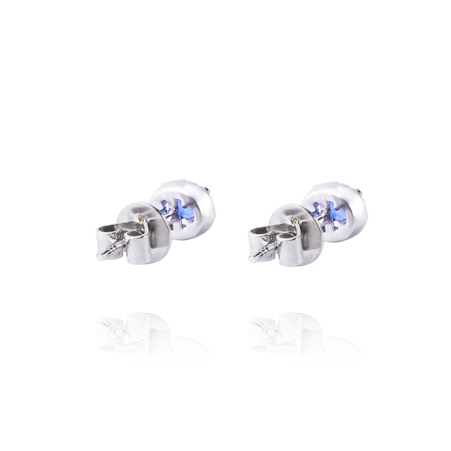 Diamante Aros de Oro 18kt 10pts total SI/H con Zafiro 42pts 3