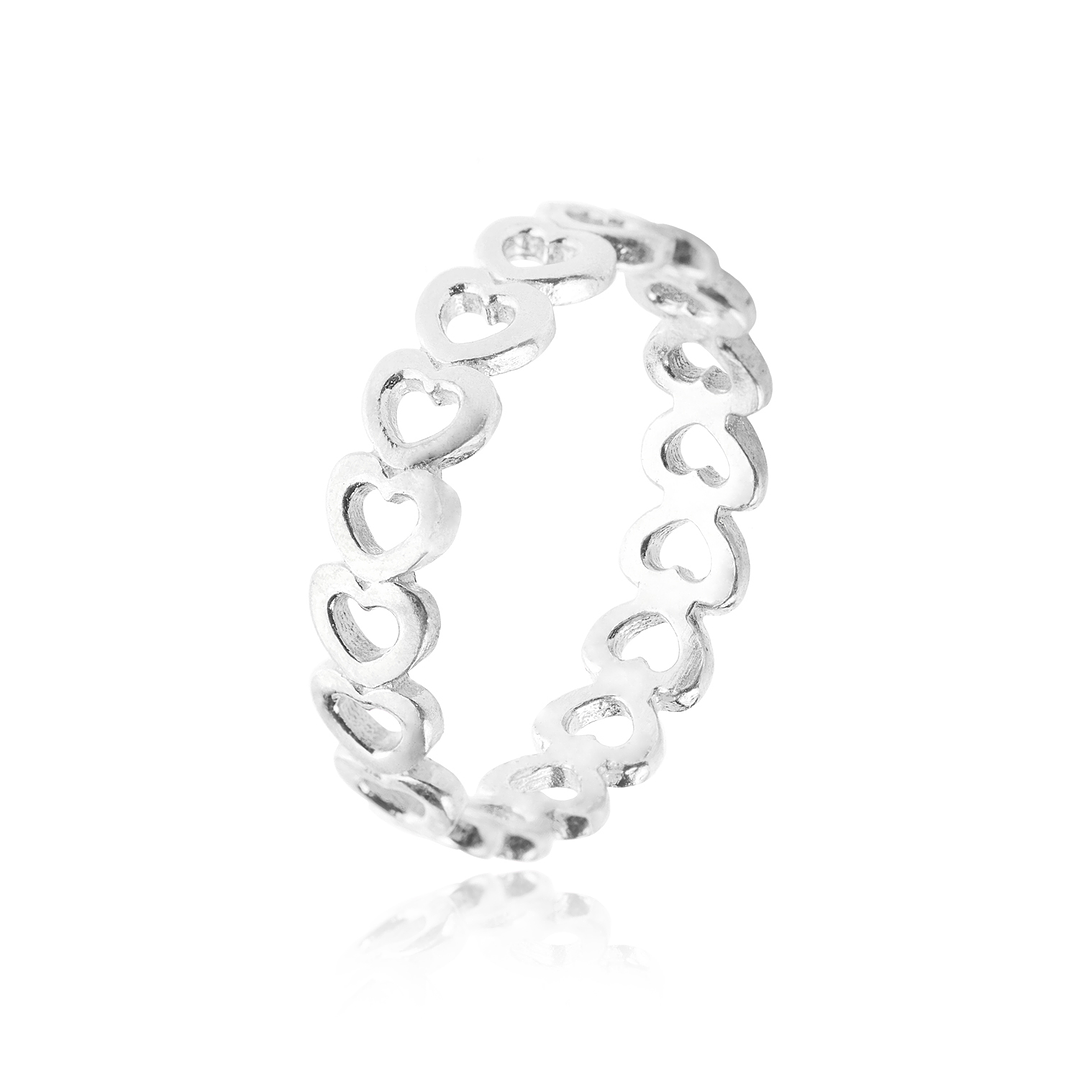 Anillo de Plata Esterlina 925 Corazón Liso 38 1