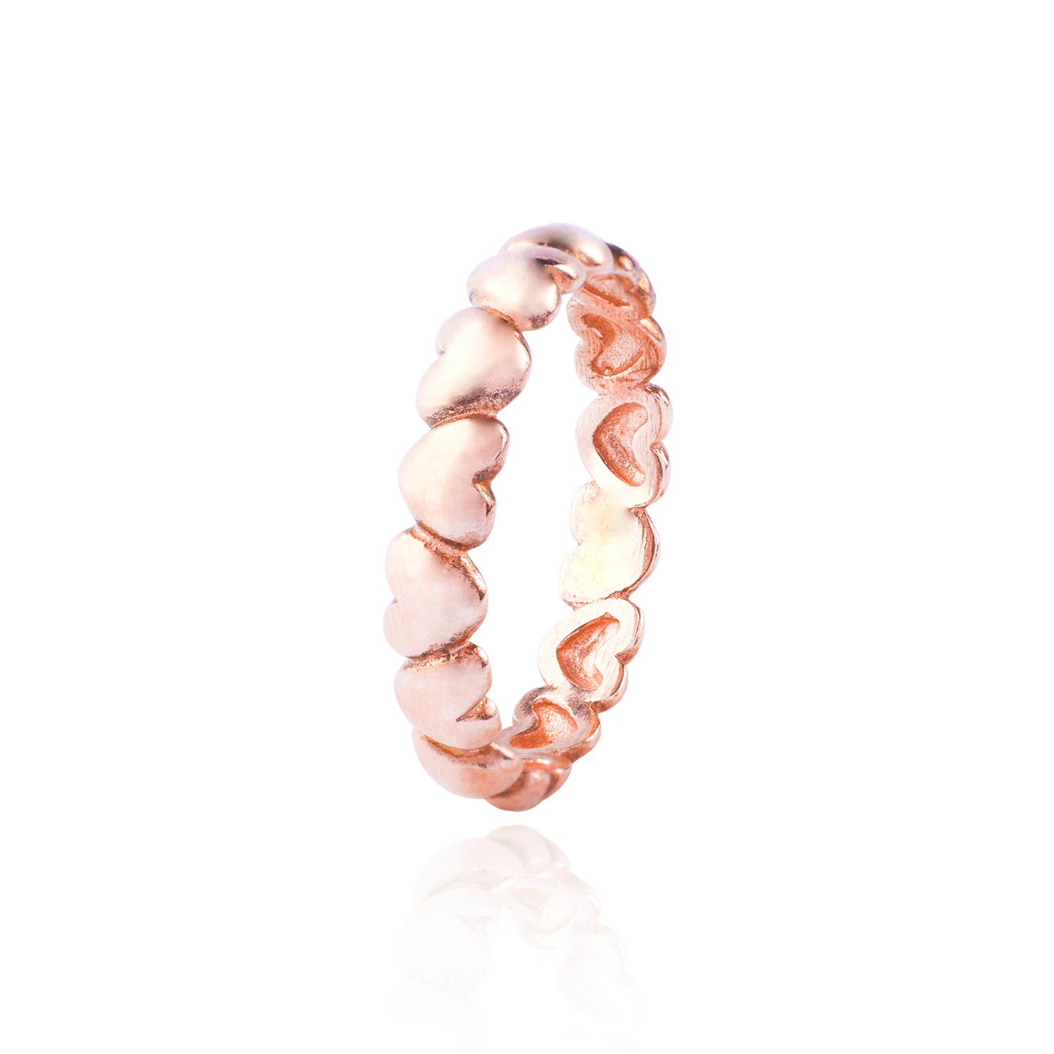 Anillo de Plata Esterlina 925 Corazones Rose 2