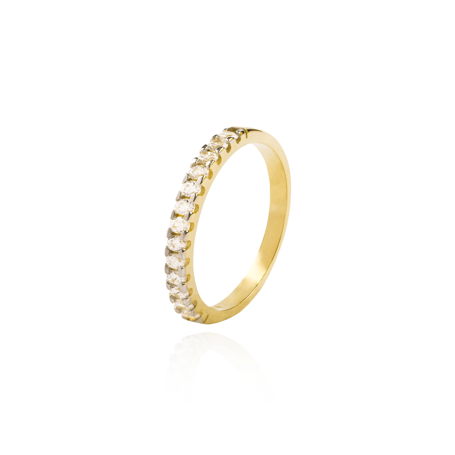 Anillo Compromiso de Oro 18Kt Medio Cintillo Circones 3