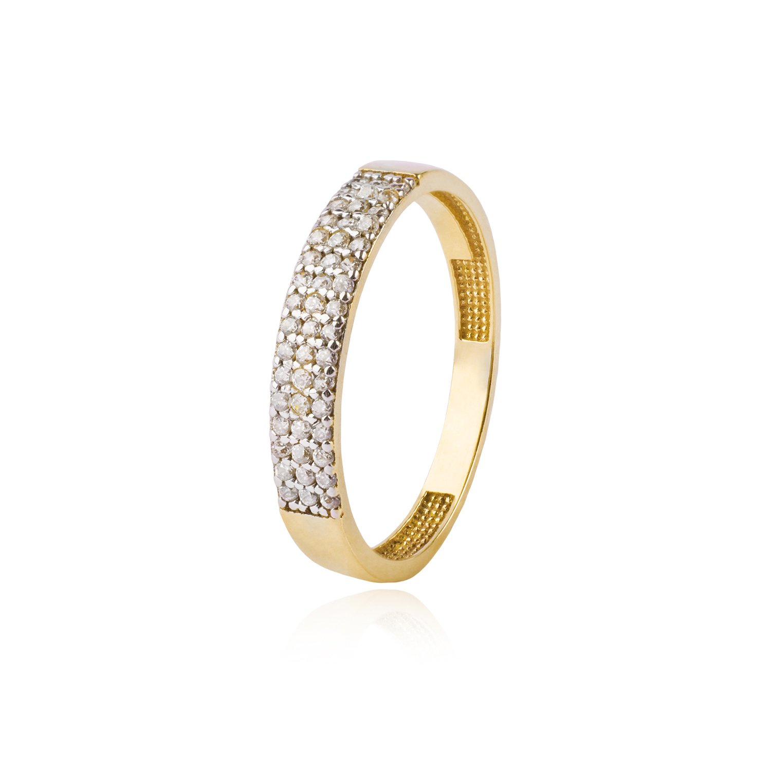 Anillo Compromiso de Oro 18Kt Triple Cintillo Circón 3