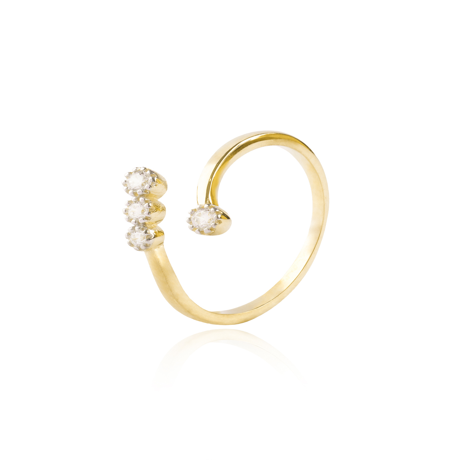 Anillo Oro a Amarillo 18kt Abierto Cuatro Circonitas 3