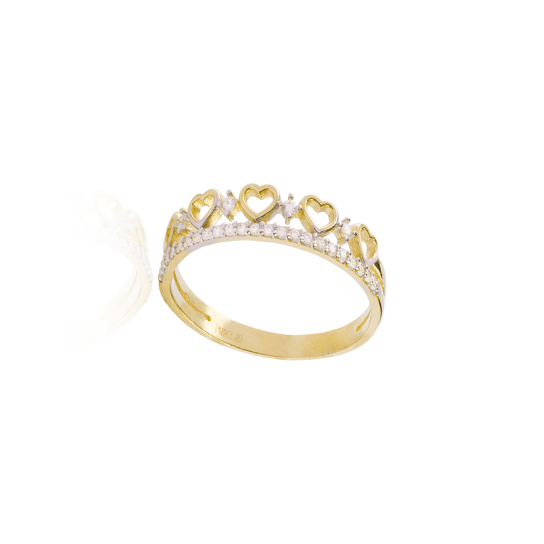 Anillo de Oro 18kt Corona Corazones 3