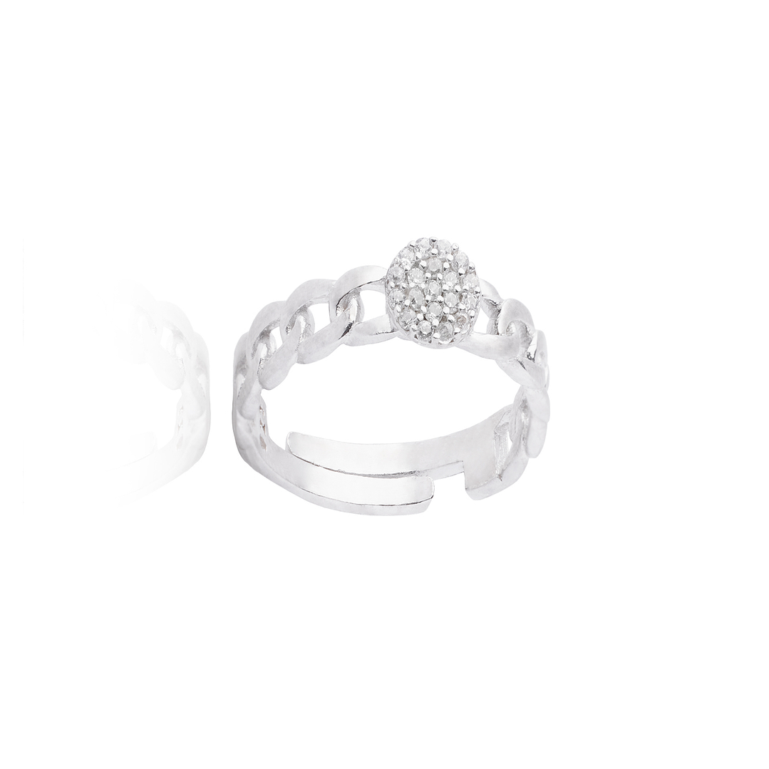 Anillo de Plata Esterlina 925 Ajustable Cartier Circon 3