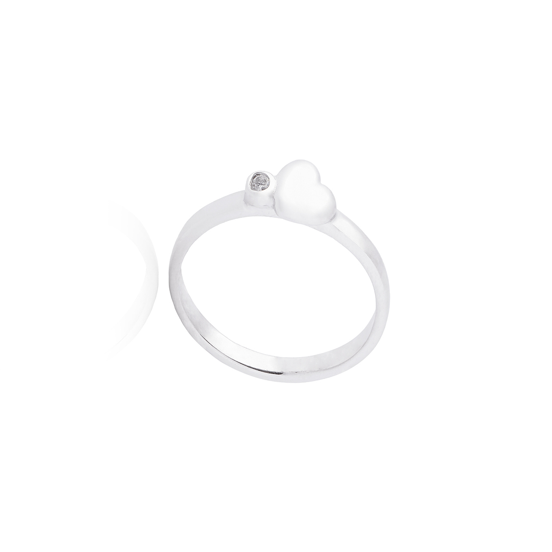 Anillo de Plata Esterlina 925 Corazón Inclinado 3