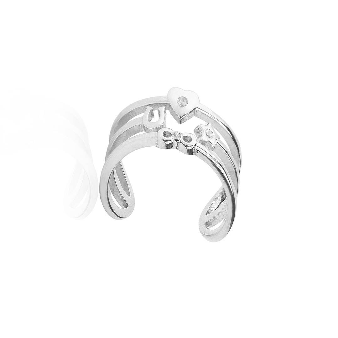 Anillo de Plata Esterlina 925 Abierto Corazon Herradura 3