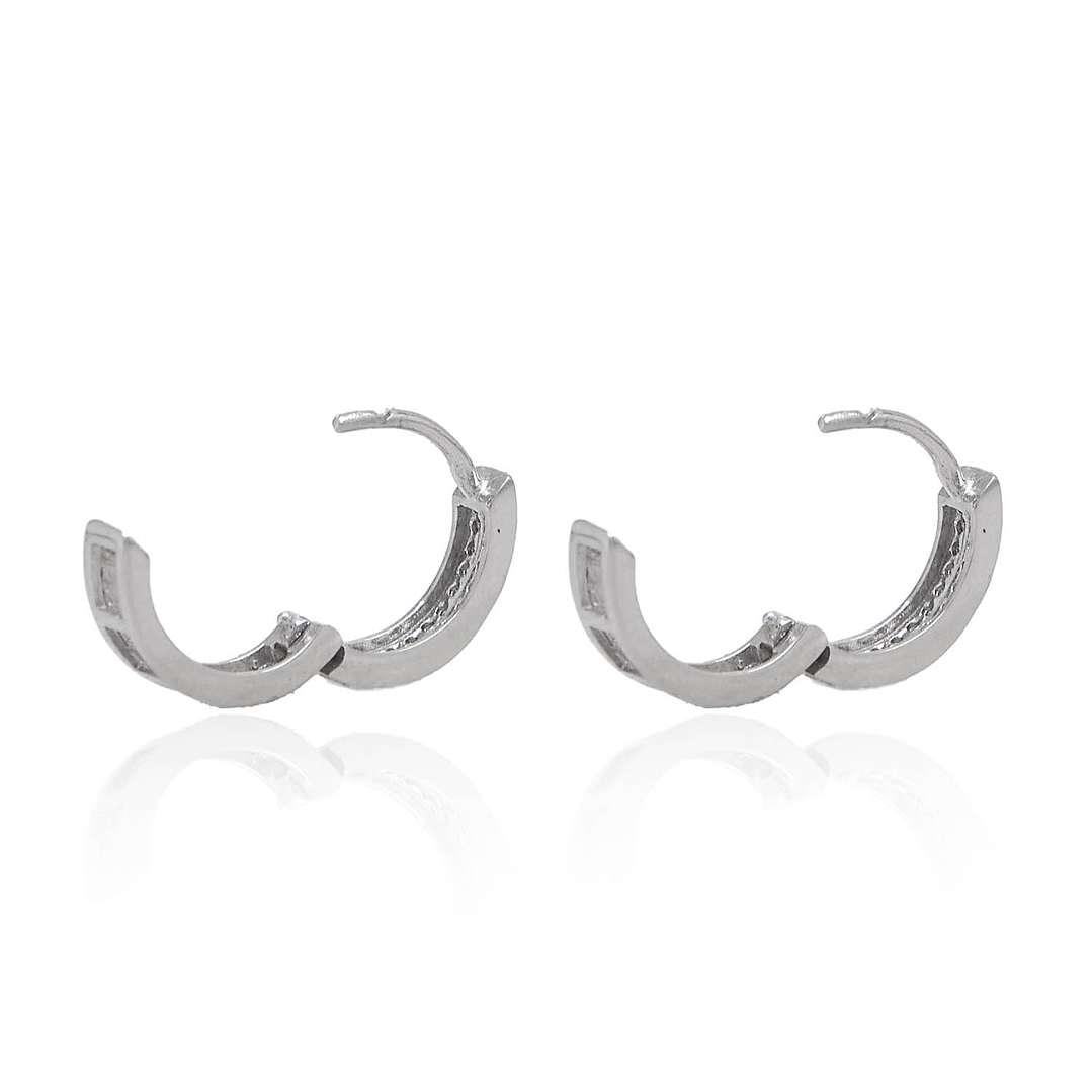 Aros de Oro Blanco 18kt Argollas Circonita 1047 2