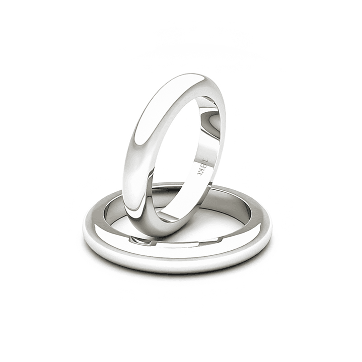 Par Argollas Matrimonio de Oro Blanco 18kt Padua 3,0mm 1