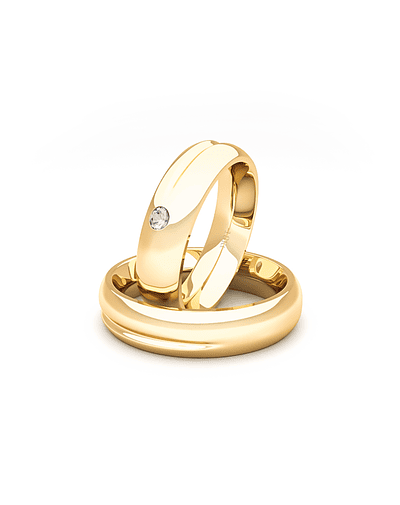 Par de Argollas de Oro 18kt con Diamante 3Pts Corte Brillante 4,5mm Modelo Cuore Oro Amarillo