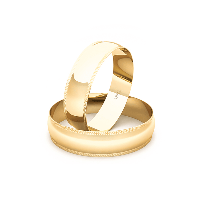 Par Argollas Matrimonio de Oro Amarillo 18kt Alejandrina de 5,0mm 1