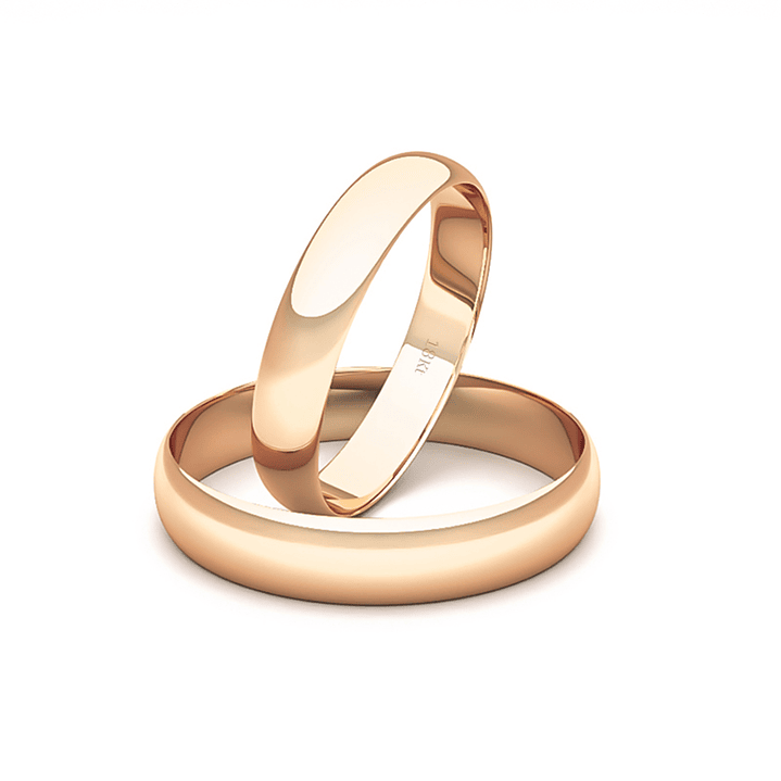 Par Argollas Matrimonio de Oro 18kt Modelo Ingles RODAS de 3,5mm  Oro Miel 1
