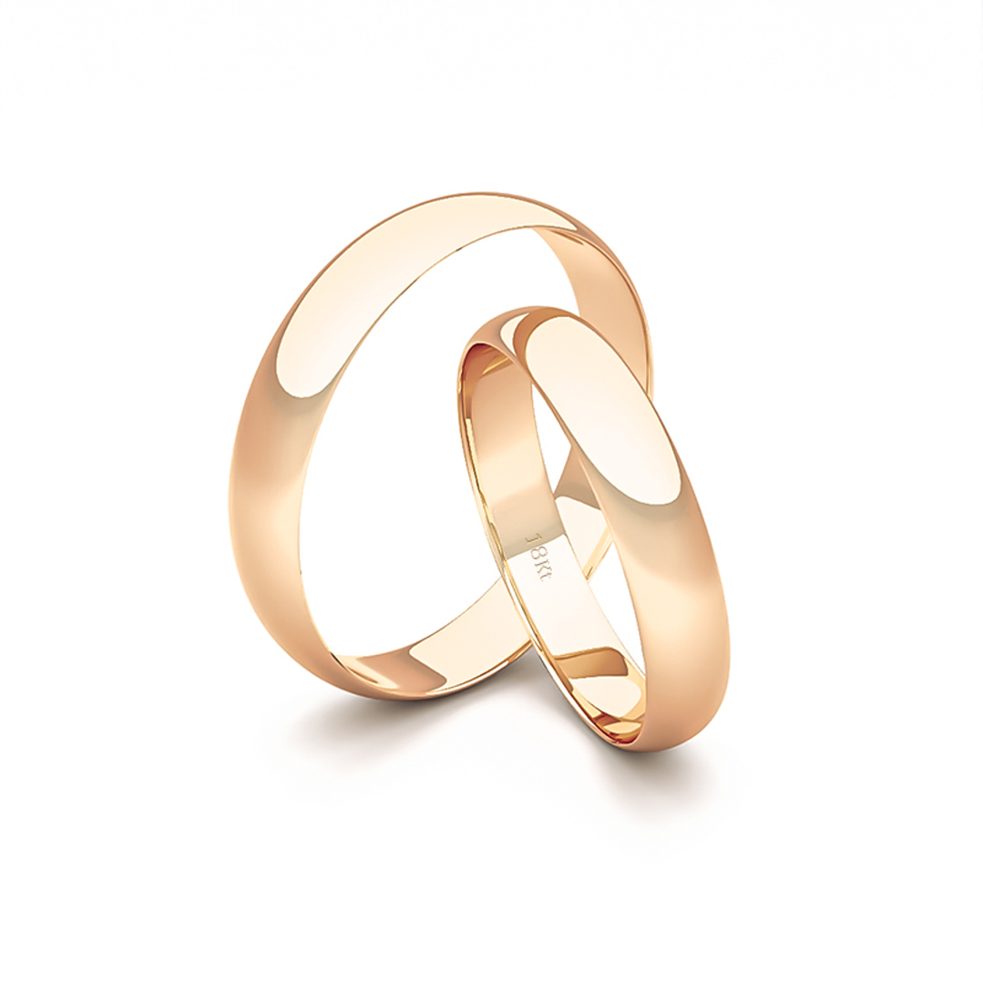 Par Argollas Matrimonio de Oro 18kt Modelo Ingles RODAS de 3,5mm  Oro Miel 2