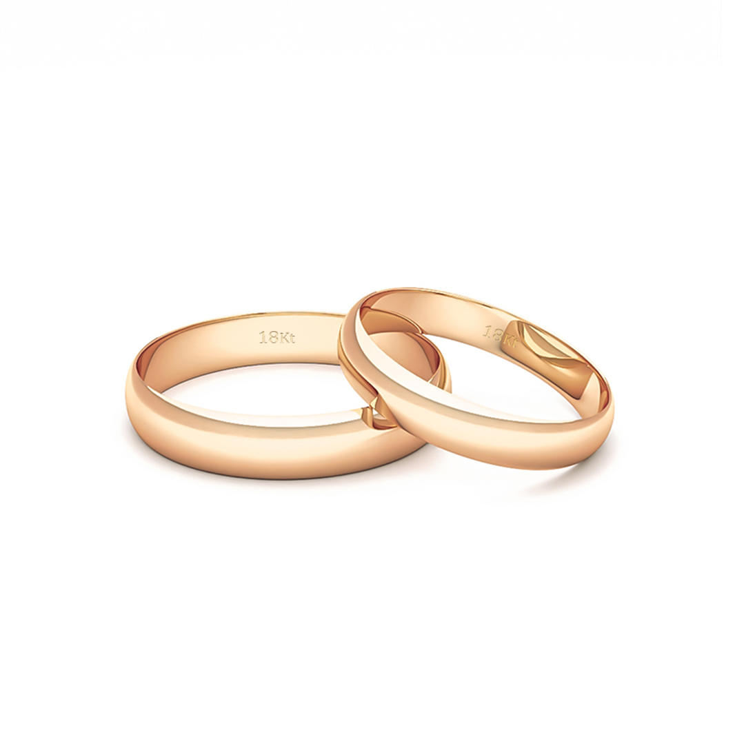 Par Argollas Matrimonio de Oro 18kt Modelo Ingles RODAS de 3,5mm  Oro Miel 3