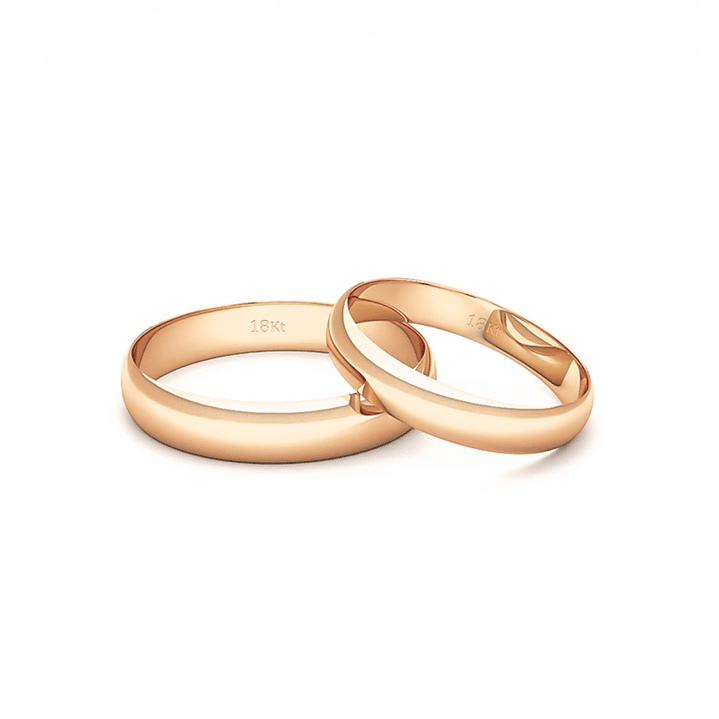 Par Argollas Matrimonio de Oro 18kt Modelo Ingles RODAS de 3,5mm  Oro Miel 3