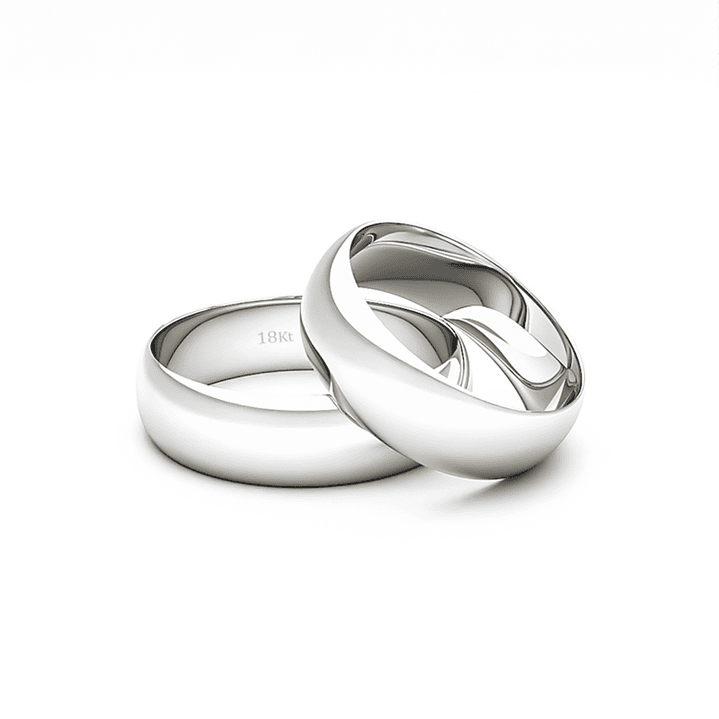 Par Argollas Matrimonio de Oro Blanco 18kt Argos de 5,0mm 3