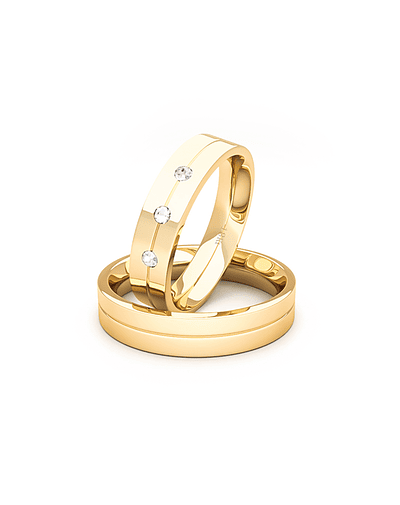 Par de Argollas de Oro 18kt con Diamante 3x2Pts Corte Brillante 4,0mm Modelo Gio Oro Amarillo