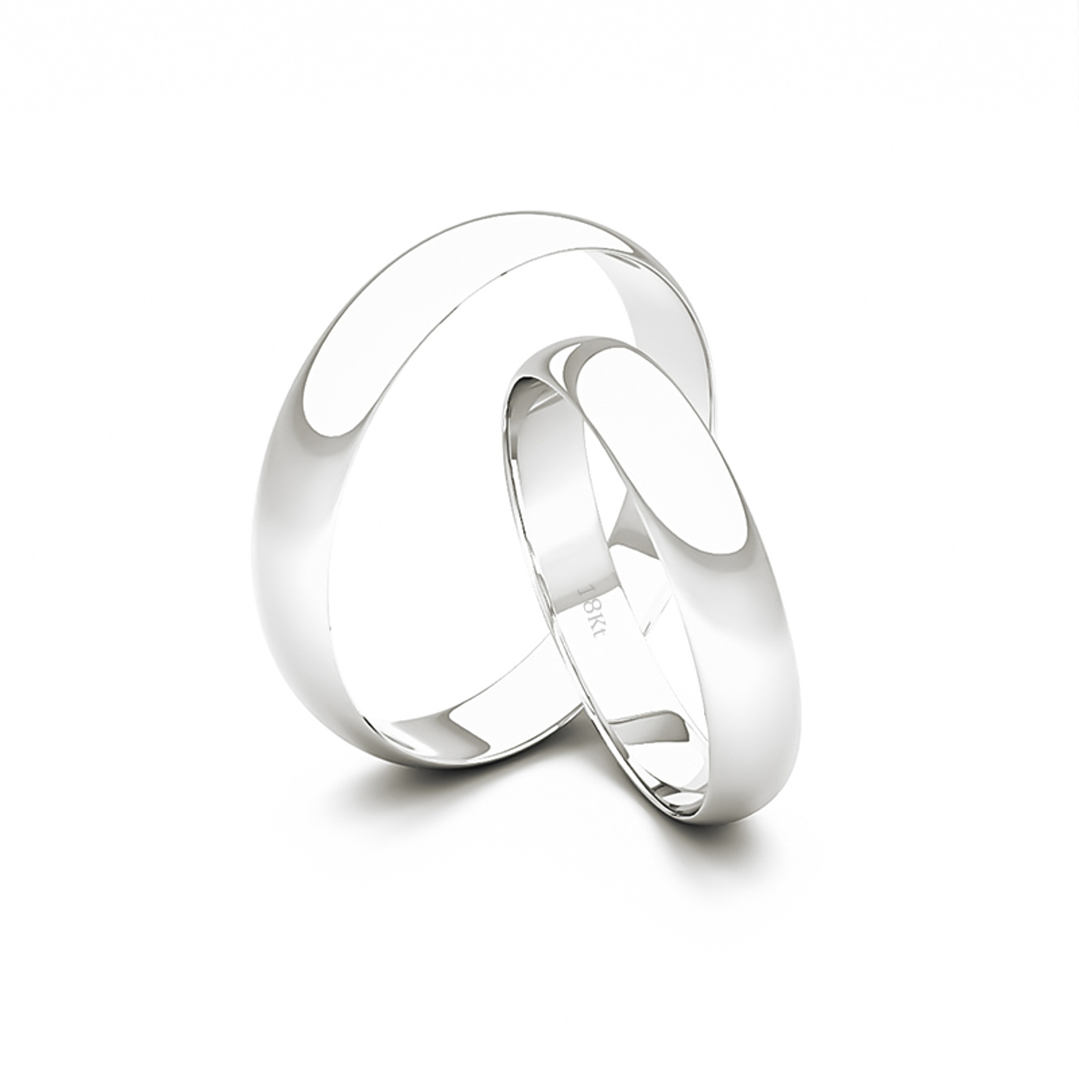 Par Argollas Matrimonio de Oro 18kt Modelo Ingles RODAS de 3,5mm  Oro Blanco 2