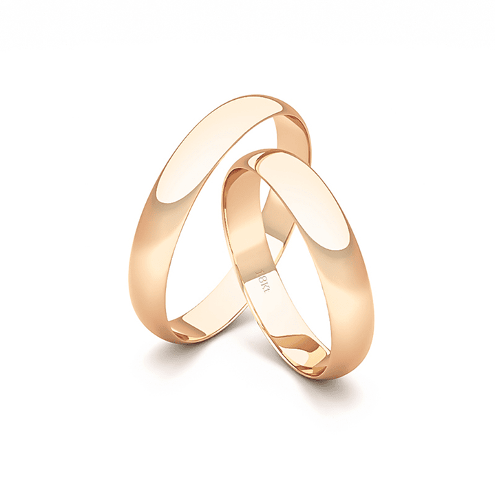 Par Argollas Matrimonio de Oro Miel 18kt Bari de 3,0mm 2