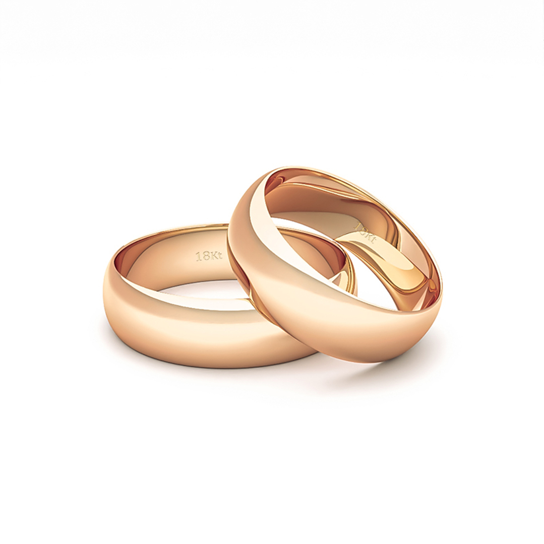 Par Argollas Matrimonio de Oro Miel 18kt Argos de 5,0mm 3