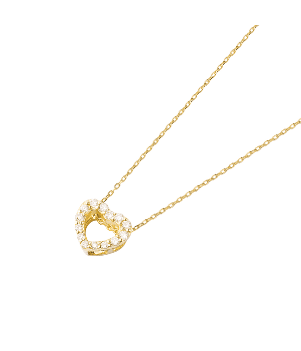 Collar de Oro 18kt con Diamantes de Corazon 7 Pts Totales SI/H Corte Brillante