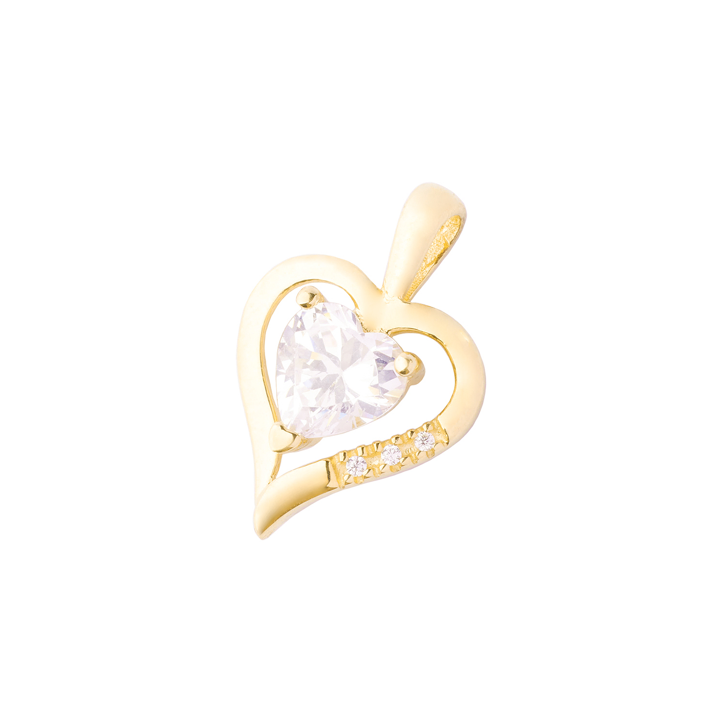 Colgante de Oro 18kt Corazon Triple Circon 1