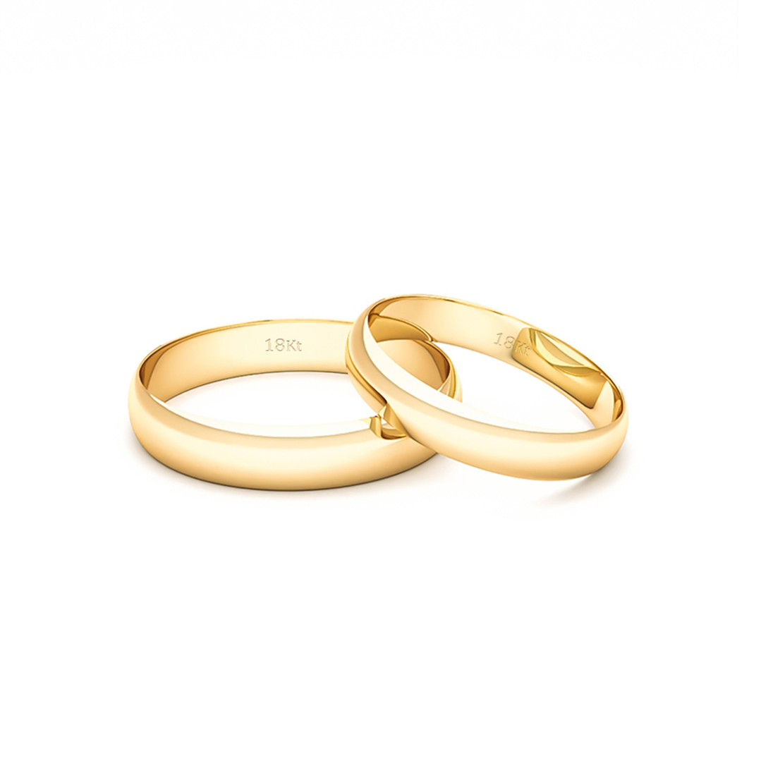 Par Argollas Matrimonio de Oro Amarillo 18kt Rodas de 3,5mm 3