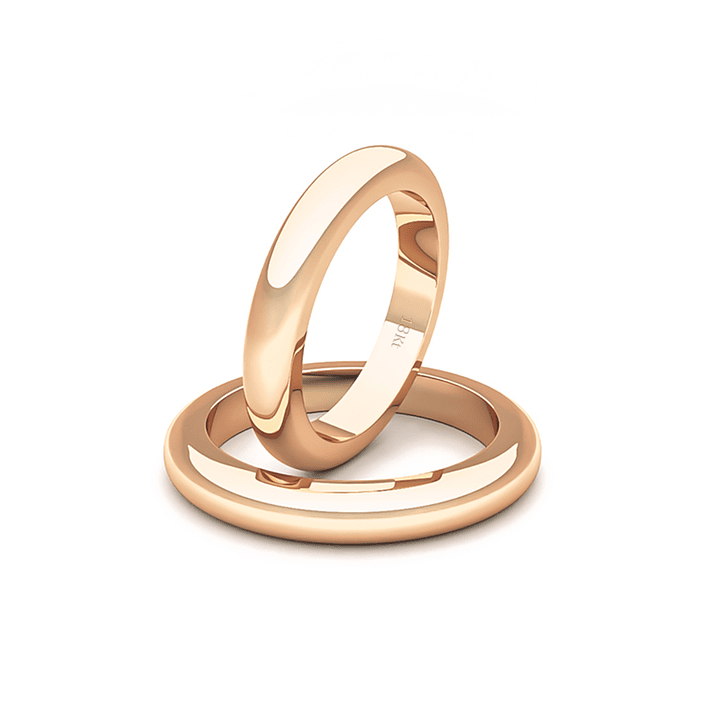 Par Argollas Matrimonio de Oro 18kt Modelo Ingles PADUA 3,0mm Oro Miel 1