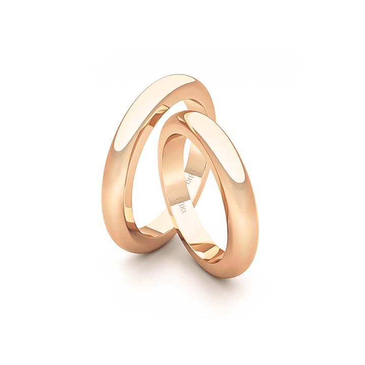 Par Argollas Matrimonio de Oro 18kt Modelo Ingles PADUA 3,0mm Oro Miel 2