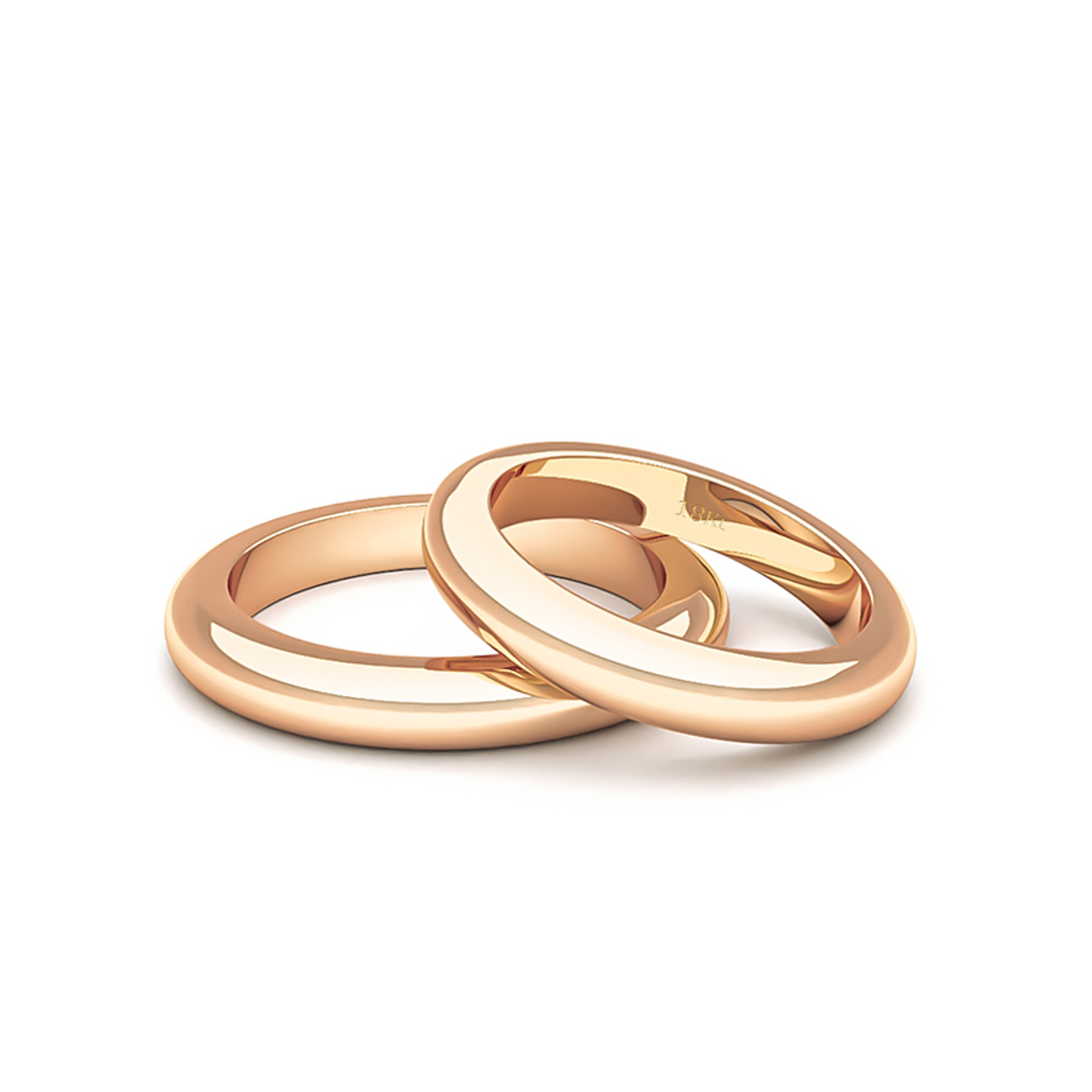 Par Argollas Matrimonio de Oro 18kt Modelo Ingles PADUA 3,0mm Oro Miel 3