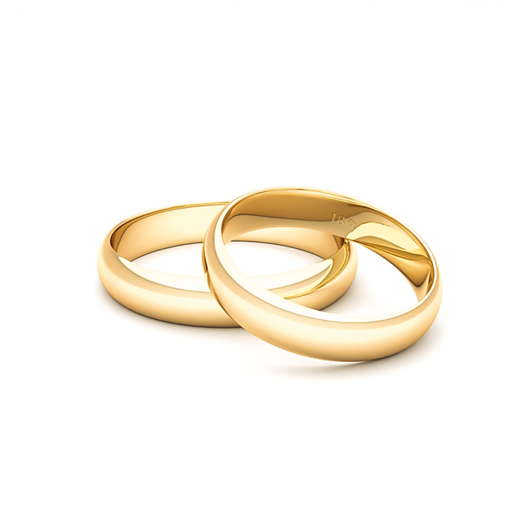 Par Argollas Matrimonio de Oro Amarillo 18kt Venecia de 3,5mm 2