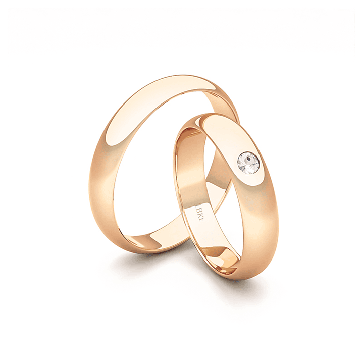 Par Argollas Matrimonio de Oro Miel 18kt Venecia 3,5mm Diamante 3Pts 3