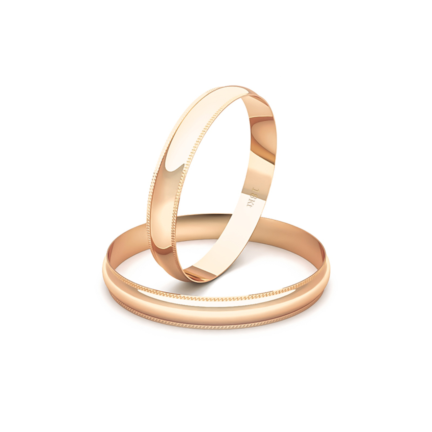 Par Argollas Matrimonio de Oro Miel 18kt Alexandrina de 3,0mm 1