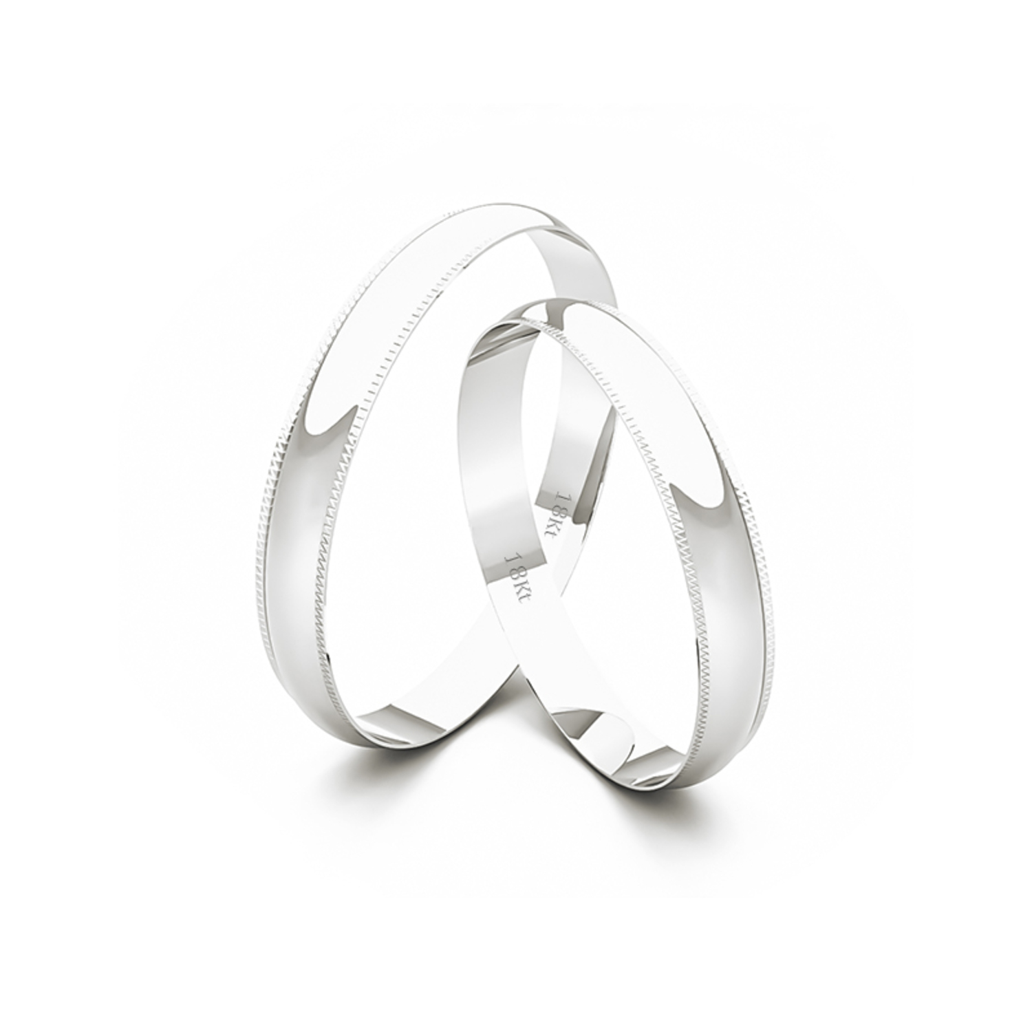 Par Argollas Matrimonio de Oro Blanco 18kt Alexandrina de 3,0mm 2