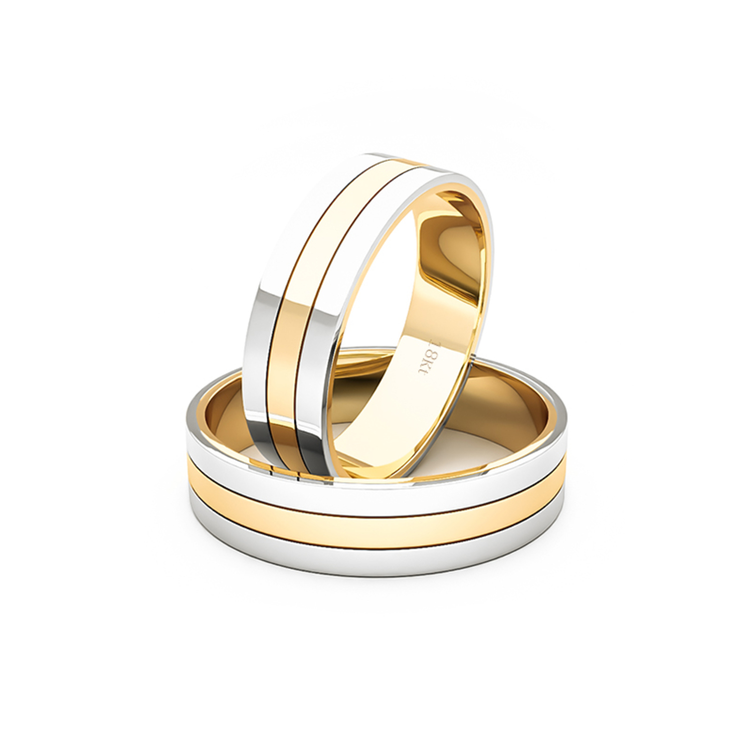Par Argollas Matrimonio de Oro Amarillo y Blanco 18kt Royal 5,0mm 1