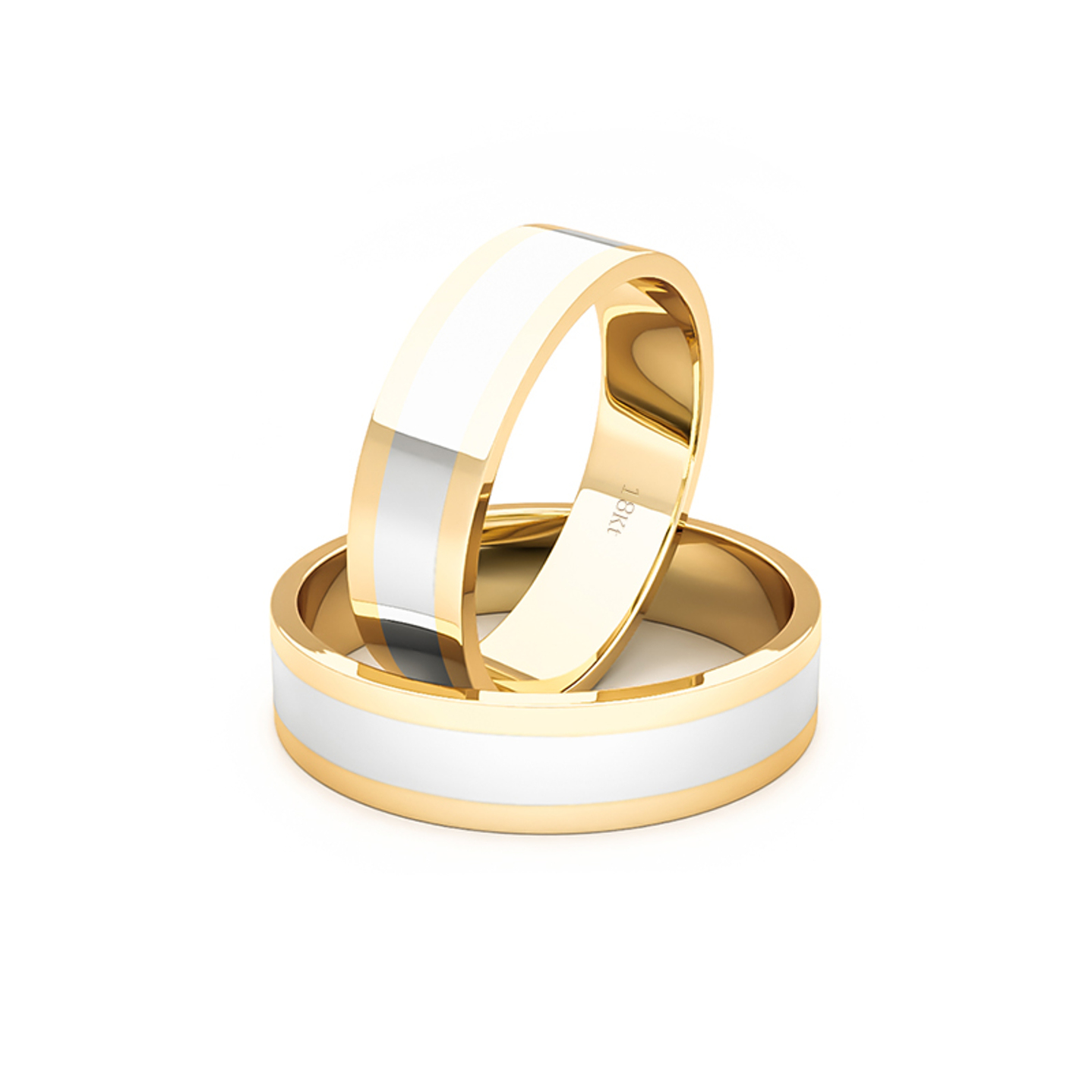 Par Argollas Matrimonio de Oro Amarillo y Blanco 18kt Queen 5,0mm 1