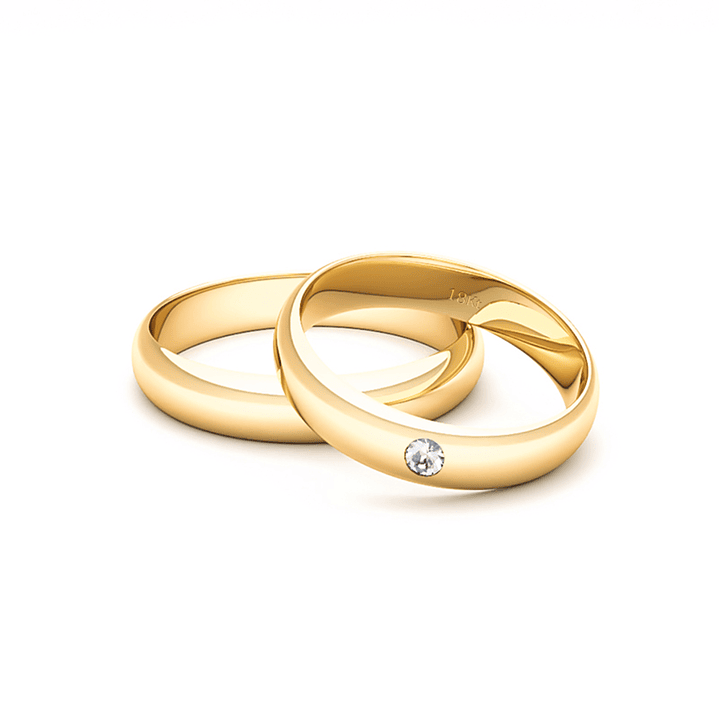 Par Argollas Matrimonio de Oro Amarillo 18kt Venecia 3,5mm Diamante 3Pts 2