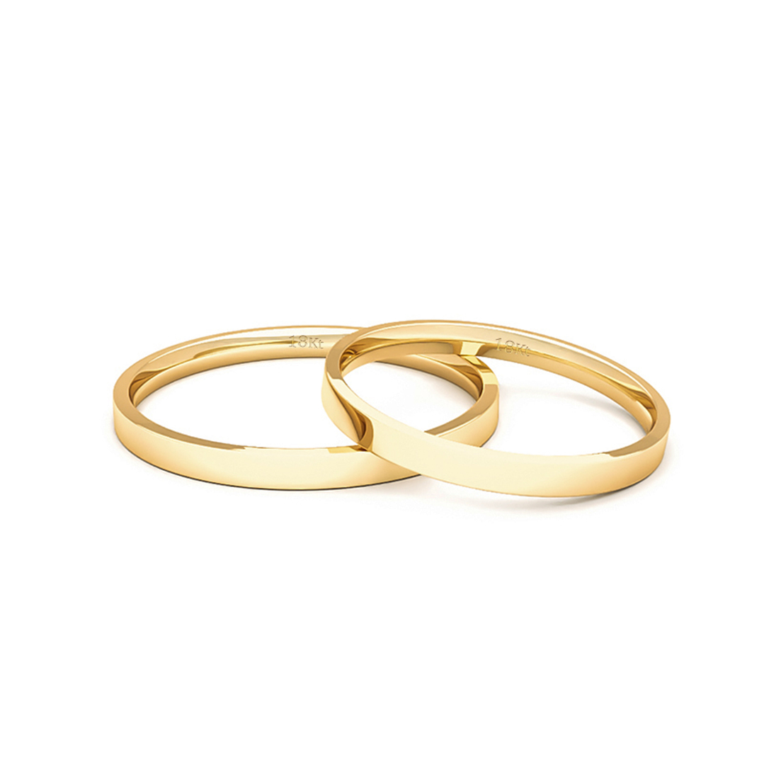 Par Argollas Matrimonio de Oro Amarillo 18kt Tubo Siena de 2,0mm 3
