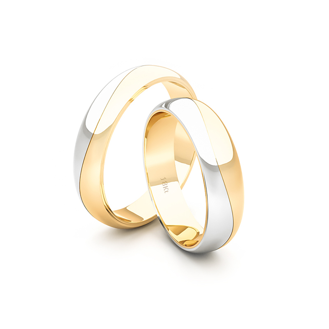 Par Argollas Matrimonio de Oro Amarillo y Blanco 18kt Lumina 4,5mm 3
