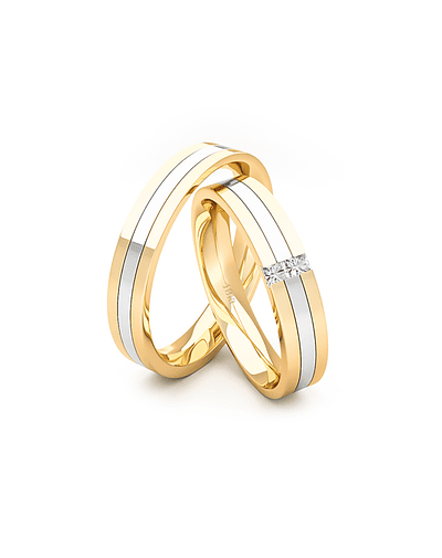 Par de Argollas de Oro 18kt con 2 Diamantes de 1,7x1,7mm Corte Princesa Modelo Vita Oro Amarillo