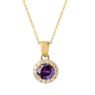 Colgante de Oro 18kt Circulo Piedra Amatista