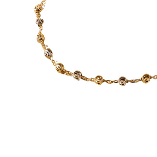 Pulsera de Oro 18kt Corazon con Esferas Bicolor