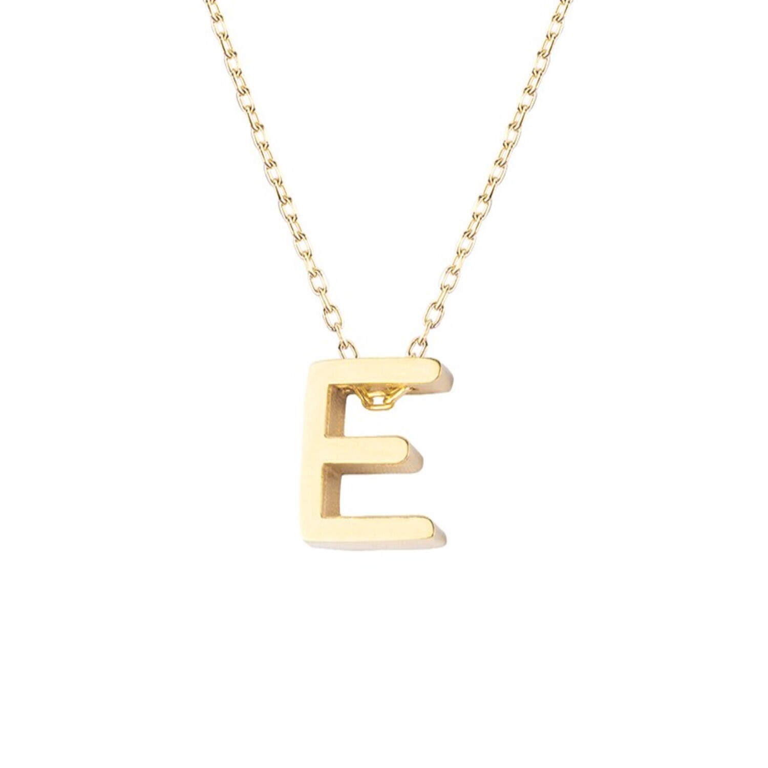 Collar de Plata Esterlina 925 Letra E Revestido en Oro 18kt 2