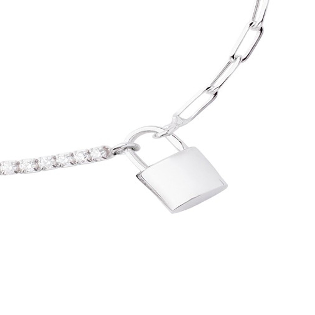 Pulsera de Plata Esterlina 925 Candado Circonita 3