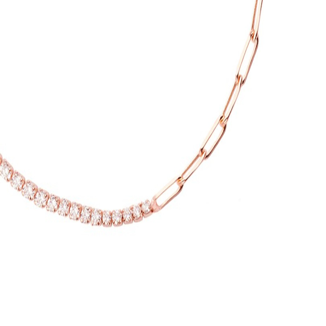 Pulsera Plata Esterlina 925 Medio Riel Rose Revestido en Oro 18kt 3