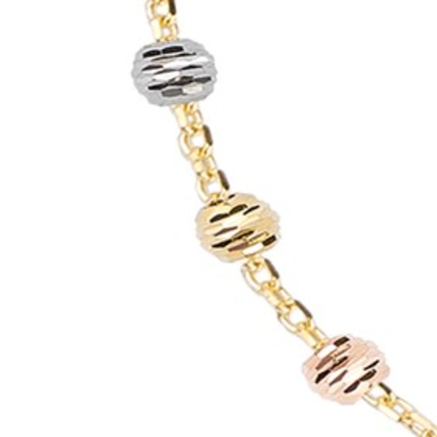 Pulsera de Oro 18kt Bolitas en Tricolor 3