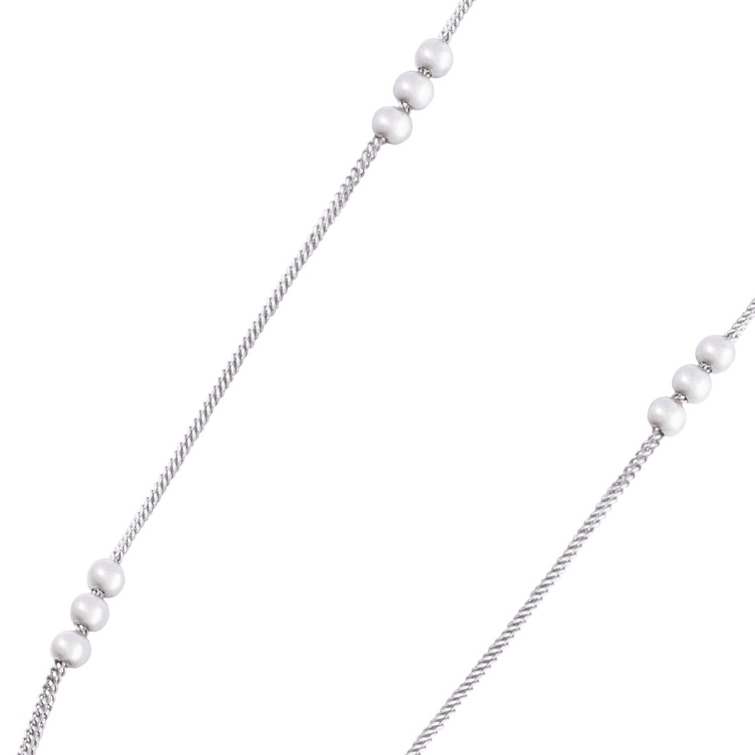 Collar de Plata Esterlina 925 Doble Hilera 3 Pelotas 3